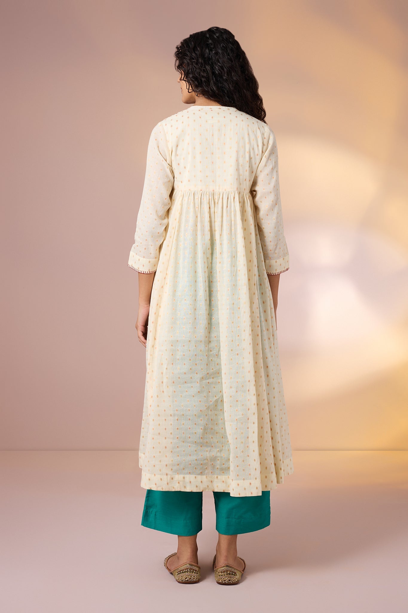 Regal Heirloom Gold Pintuck yoke Anarkali Top Mc
