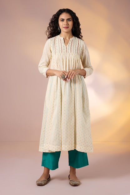Regal Heirloom Gold Pintuck yoke Anarkali Top Mc