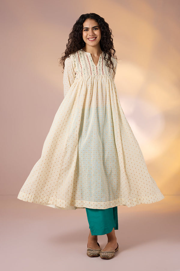 Regal Heirloom Gold Pintuck yoke Anarkali Top Mc