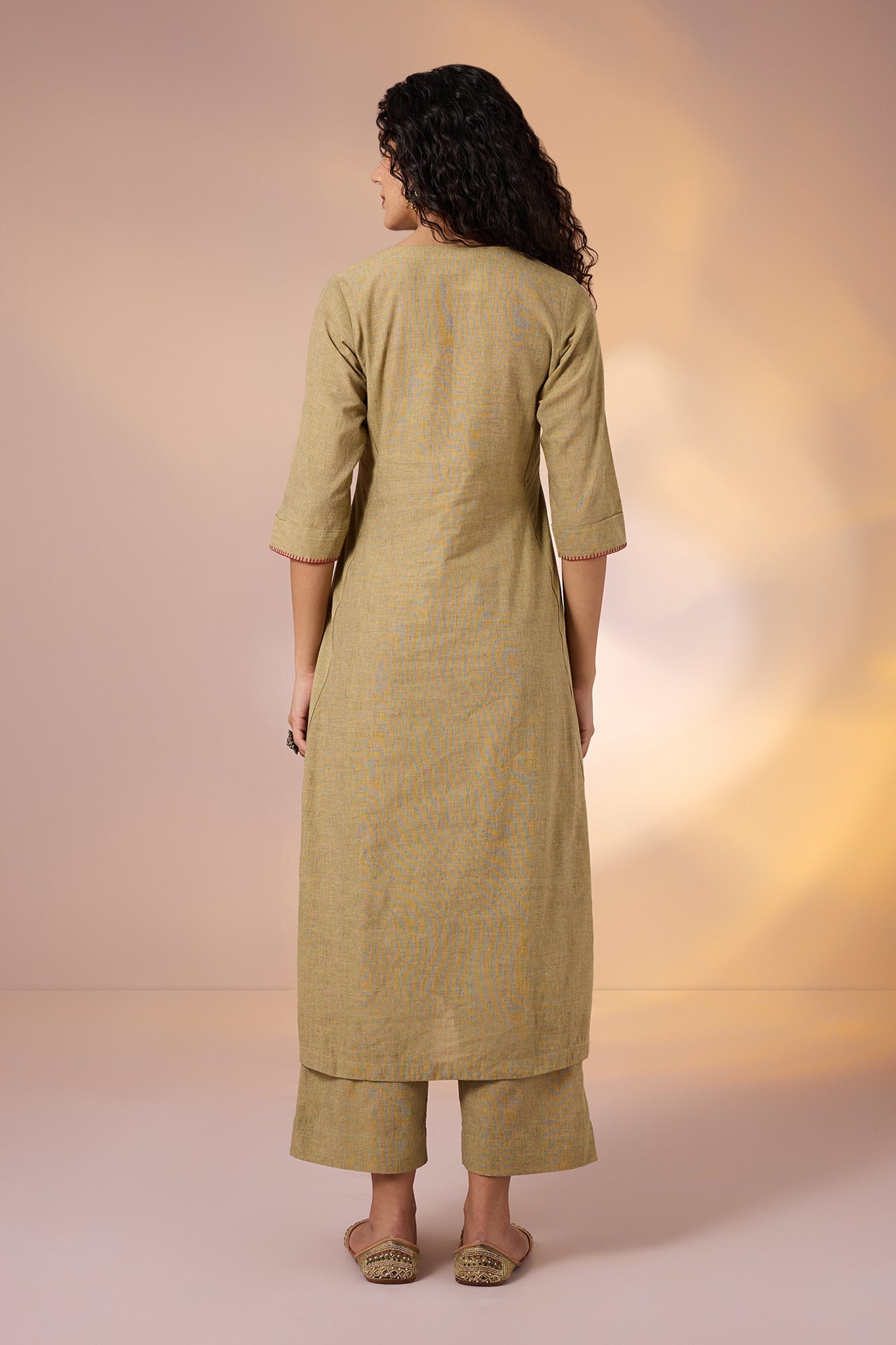 Maati Craft Coord Set Sandstone Arch Long Kurta With Side Twist & Pants (Set Of 2)