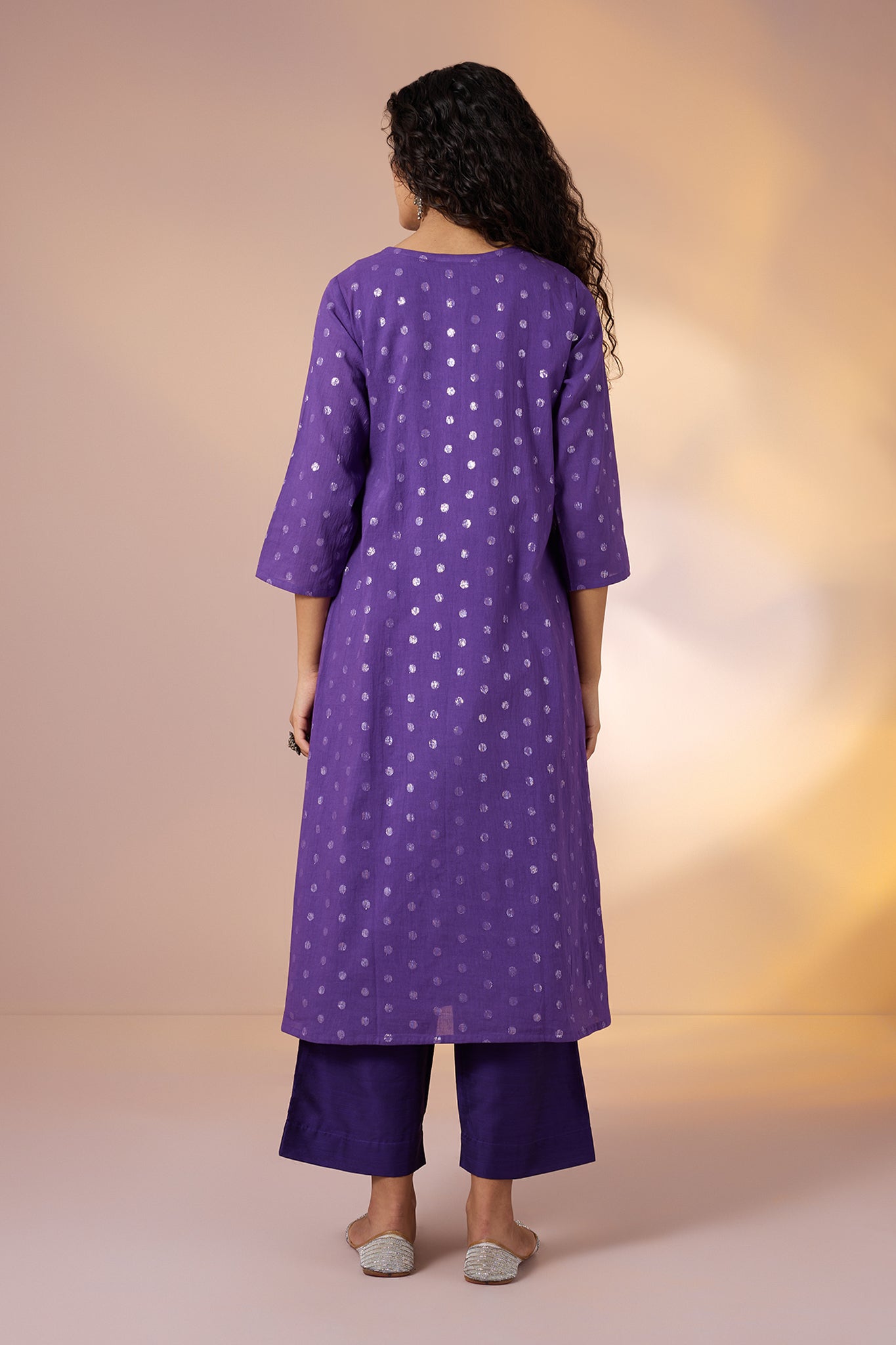 Amethyst Spark Angrakha Tie-Up Jacket & Sleeveless Dress Co-Ord (Set Of 2)
