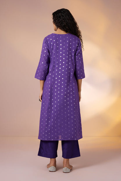 Amethyst Spark Angrakha Tie-Up Jacket & Sleeveless Dress Co-Ord (Set Of 2)