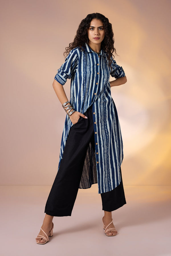 Maati Craft Geometry in Blue Long Shirt Dress