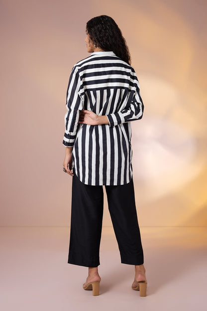 Maati  Mono Drama Oversized Longline Casual Shirt