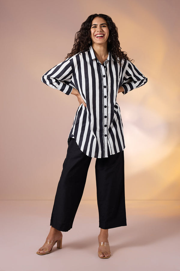 Maati  Mono Drama Oversized Longline Casual Shirt