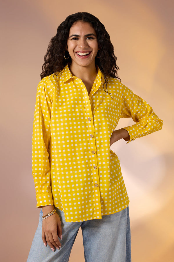 Sunlit Grid Cotton Button Down Shirt Mc LP- 48Hr Delivery