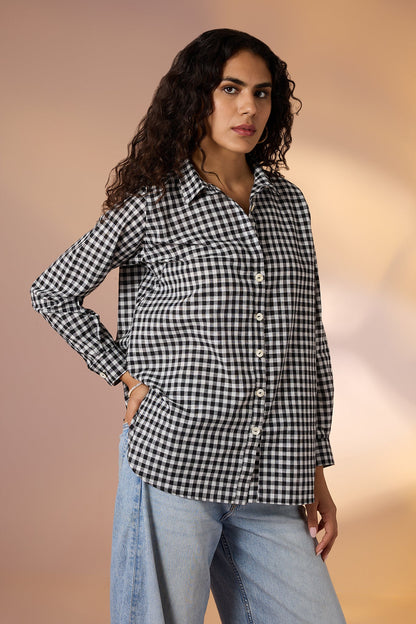 Maati  Mono Checks Cotton Button Down Shirt