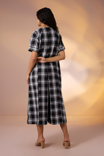 Charcoal Rhythm Jumpsuit With Pockets & Sleeves