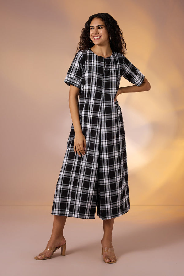 Charcoal Rhythm Jumpsuit with Pockets & Sleeves Mc