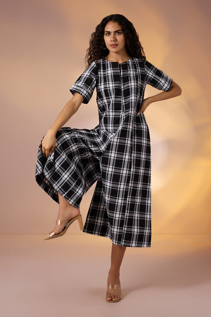 Charcoal Rhythm Jumpsuit With Pockets & Sleeves