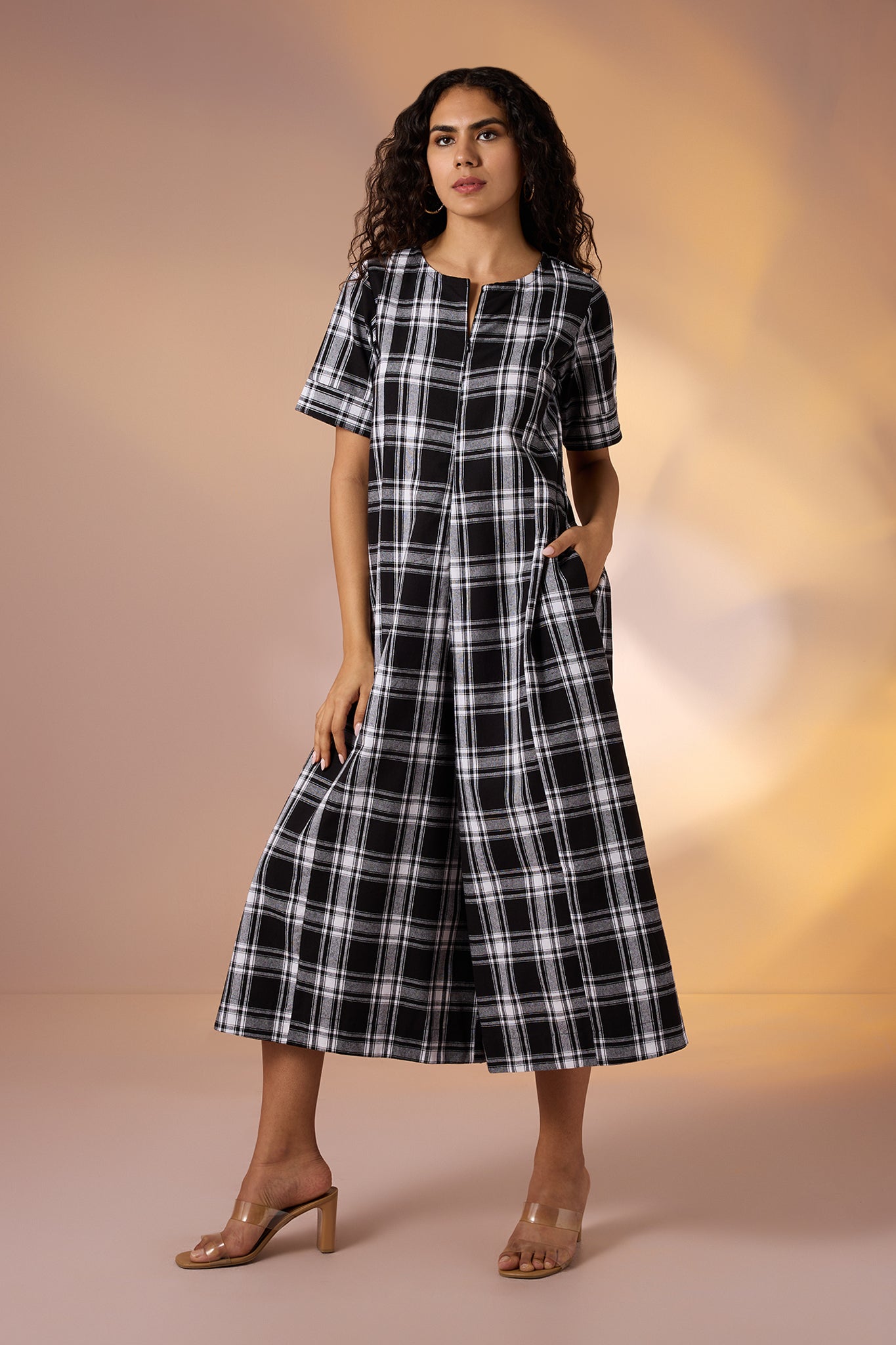 Charcoal Rhythm Jumpsuit With Pockets & Sleeves