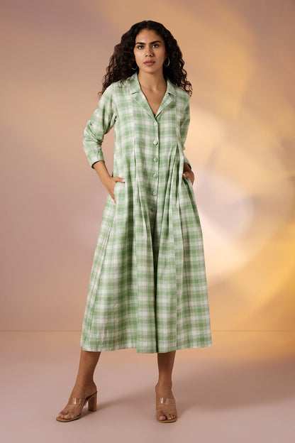 Maati Craft Gulabi Pastel Plaid Front Button Cotton Jumsuit With Pockets