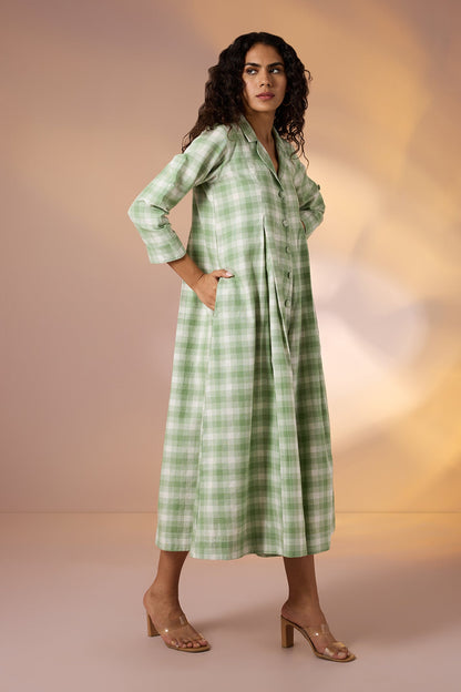 Maati Craft Gulabi Pastel Plaid Front Button Cotton Jumsuit With Pockets