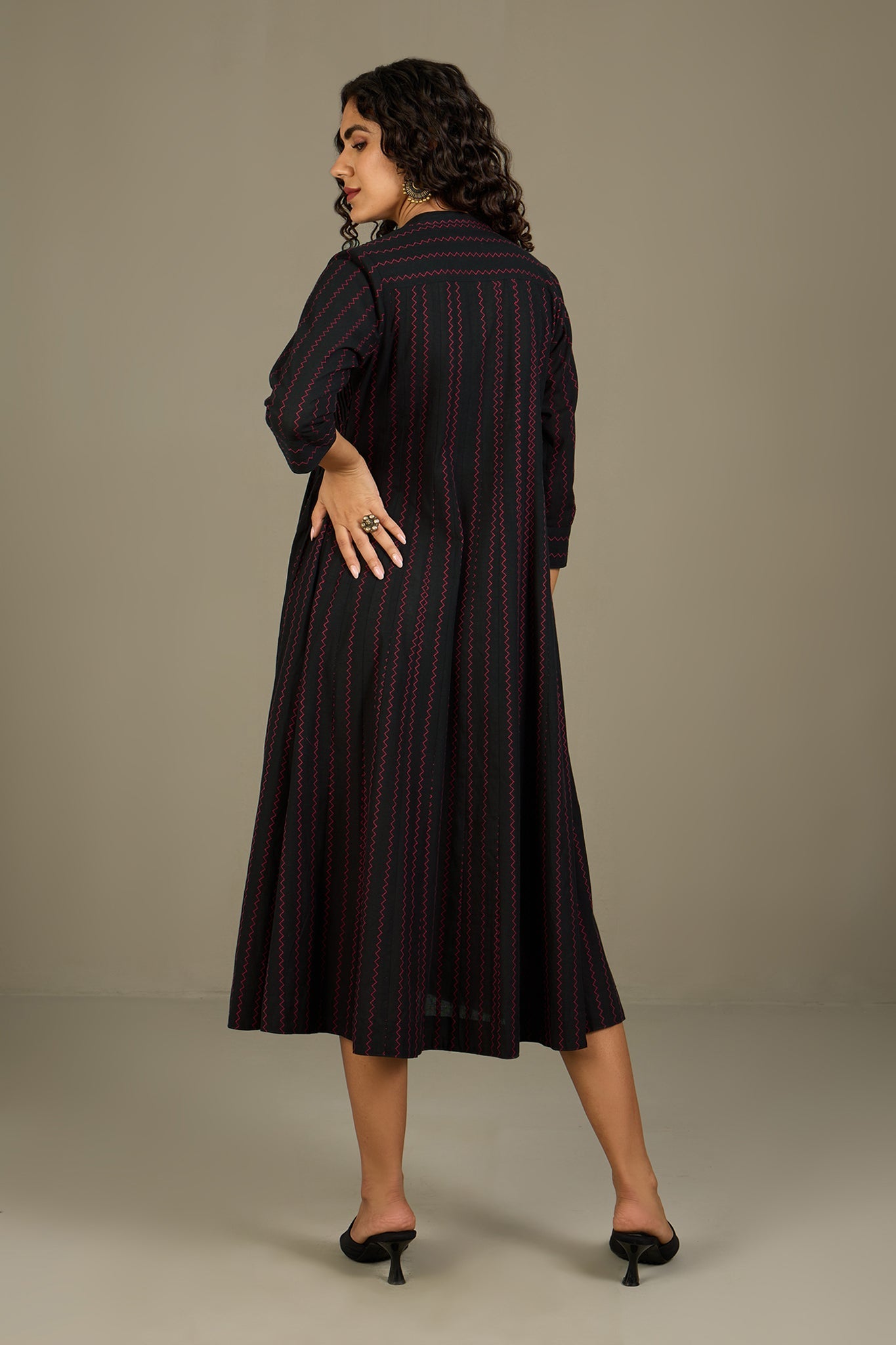 Maati Craft Ember Noir Cascade Infinity Pintuck Dress
