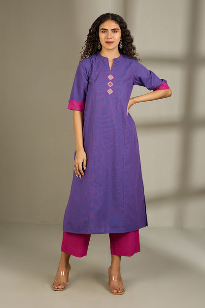 Maati Craft Co-ord Set Orchid Radiance Long Panel Kurta (Set of 2)