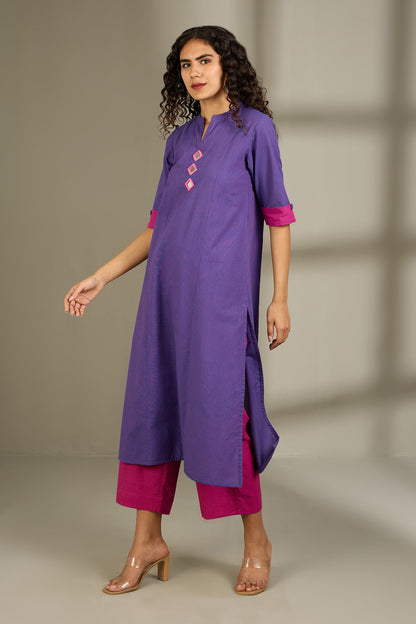 Maati Craft Co-ord Set Orchid Radiance Long Panel Kurta (Set of 2)