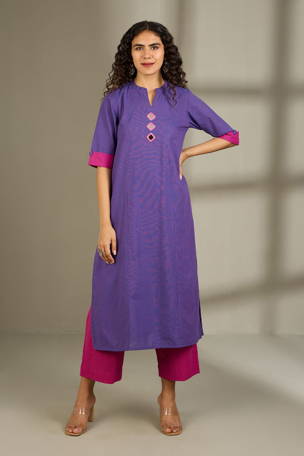 Maati Craft Co-ord Set Orchid Radiance Long Panel Kurta (Set of 2)
