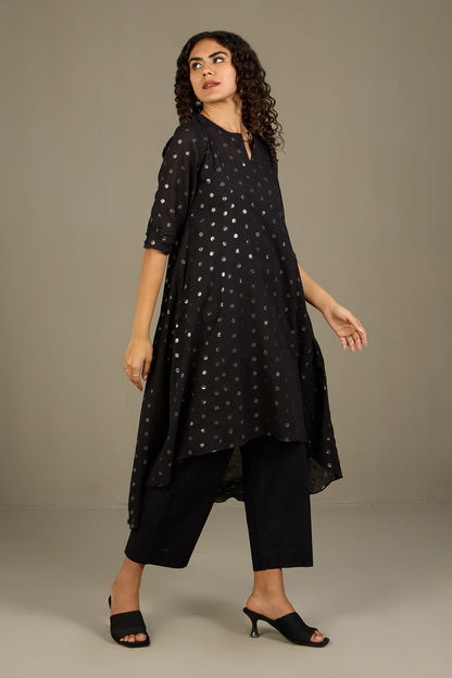 Maati Craft Obsidian Spark Asymmetrical Hemline Kurta
