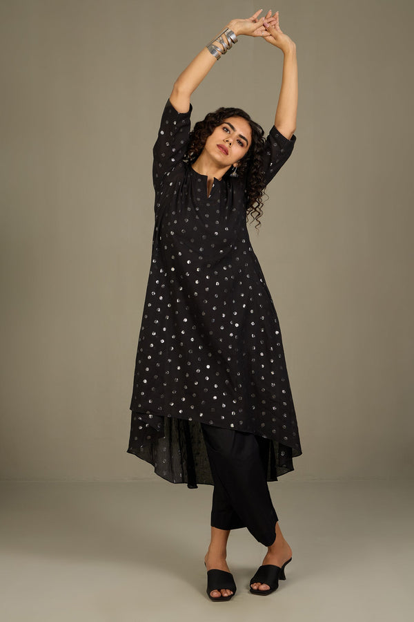 Maati Craft Obsidian Spark Asymmetrical Hemline Kurta