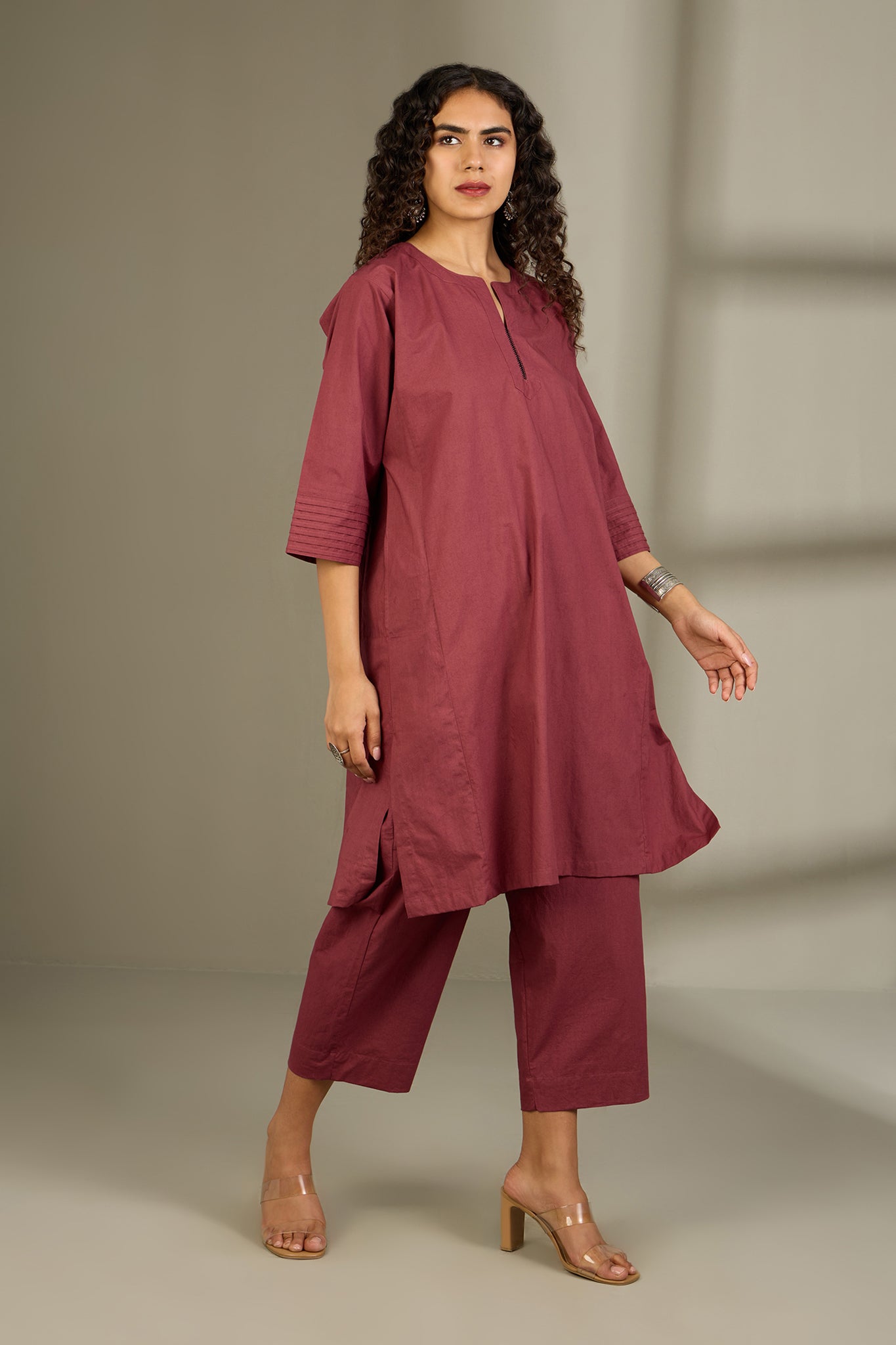 Maati Craft Co-ord Set Dusky Rose Kalidar Tunic (Set of 2)