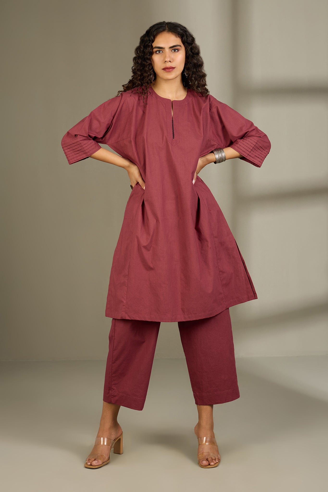 Maati Craft Co-ord Set Dusky Rose Kalidar Tunic (Set of 2)