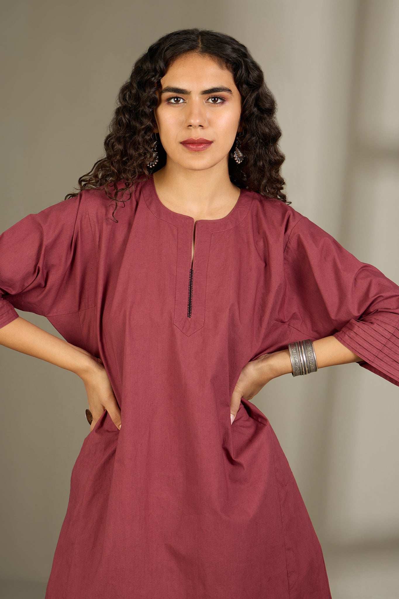 Maati Craft Co-ord Set Dusky Rose Kalidar Tunic (Set of 2)