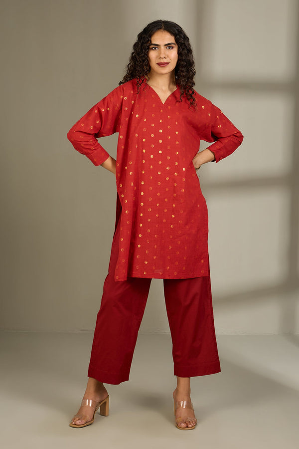 Maati Craft Molten Terra Gold Polka Leisure Tunic