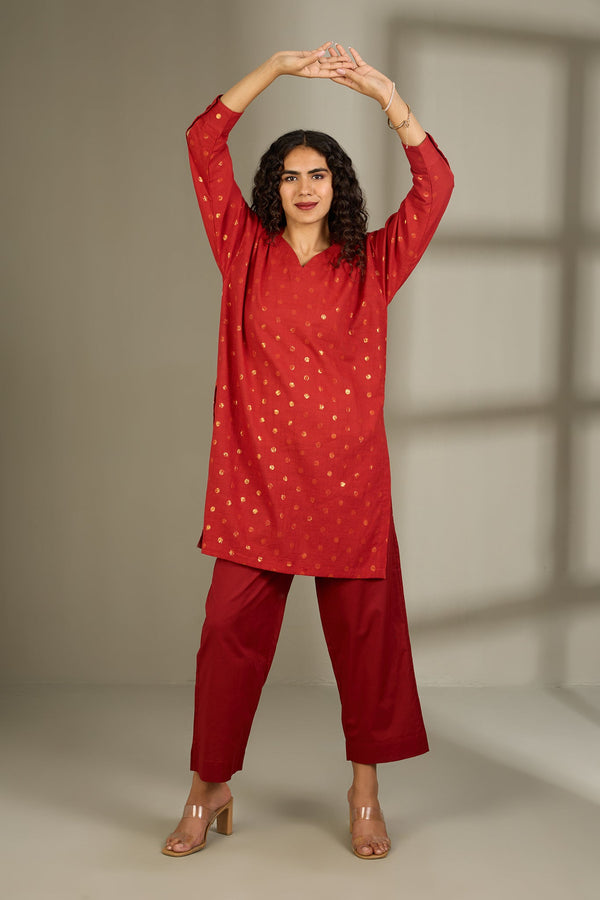 Maati Craft Molten Terra Gold Polka Leisure Tunic