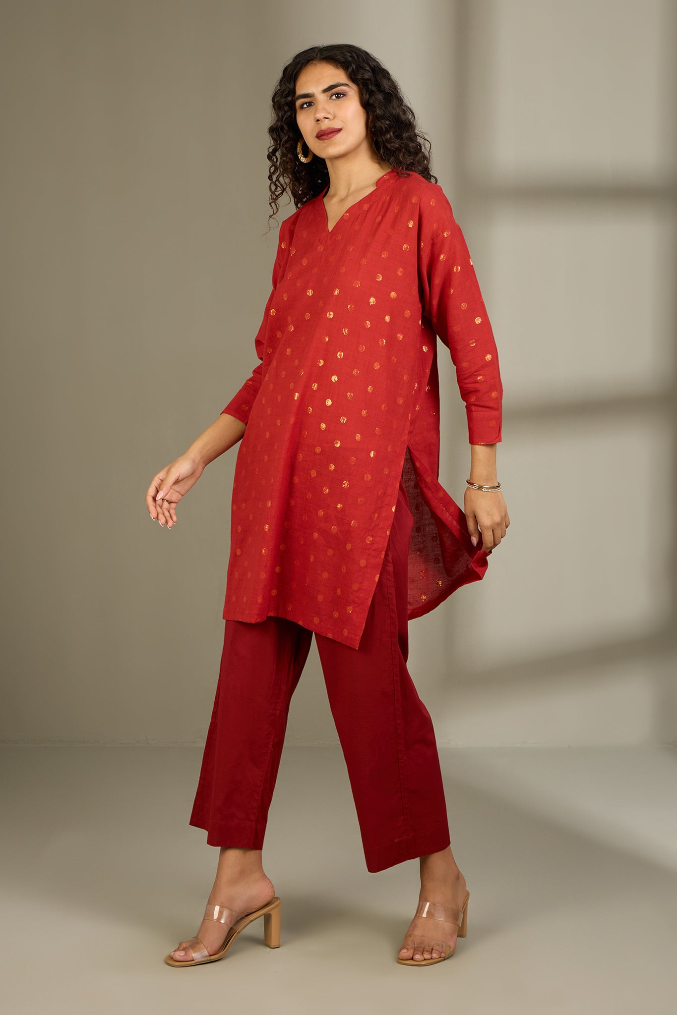 Maati Craft Molten Terra Gold Polka Leisure Tunic