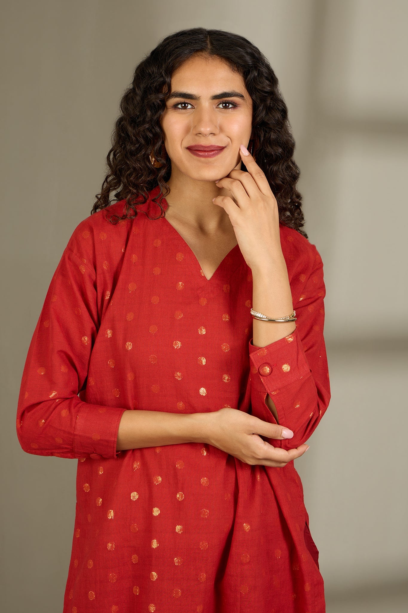 Maati Craft Molten Terra Gold Polka Leisure Tunic