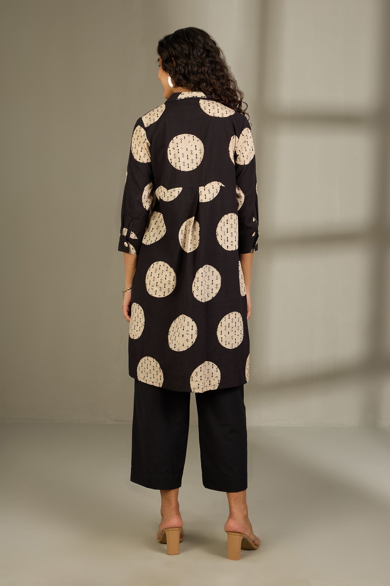 Maati Craft Mocha Dots Tunic Shirt Dress