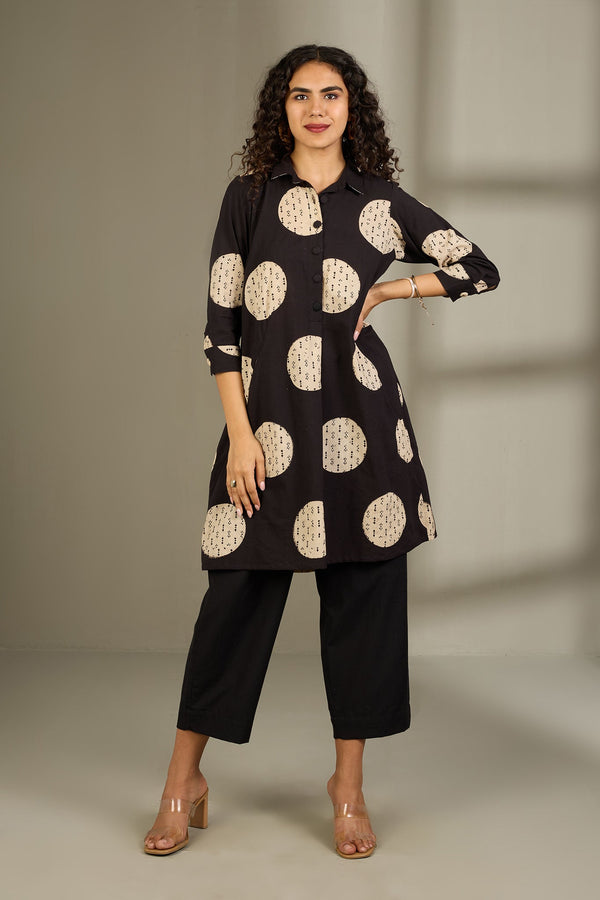 Maati Craft Mocha Dots Tunic Shirt Dress