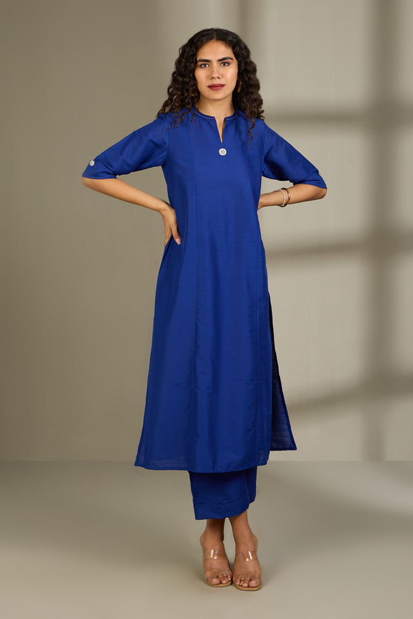 Maati Craft Co-ord Set Sapphire Majesty Long Panel Kurta (Set of 2)