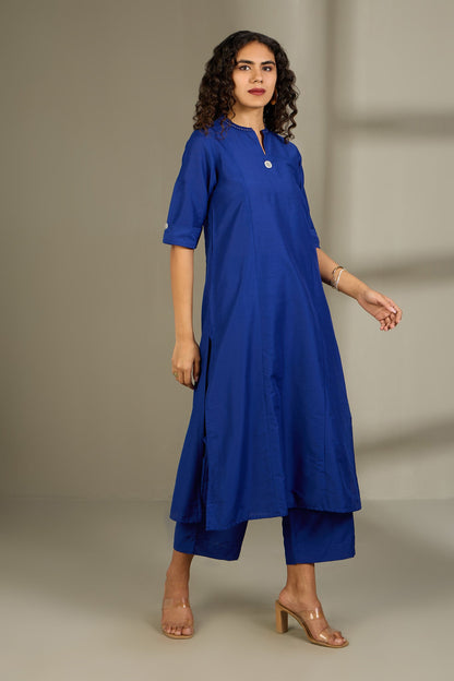 Maati Craft Co-ord Set Sapphire Majesty Long Panel Kurta (Set of 2)