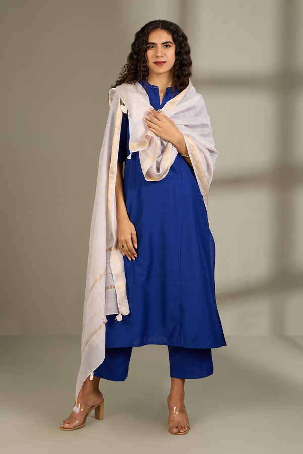 Maati Craft Co-ord Set Sapphire Majesty Long Panel Kurta (Set of 2)