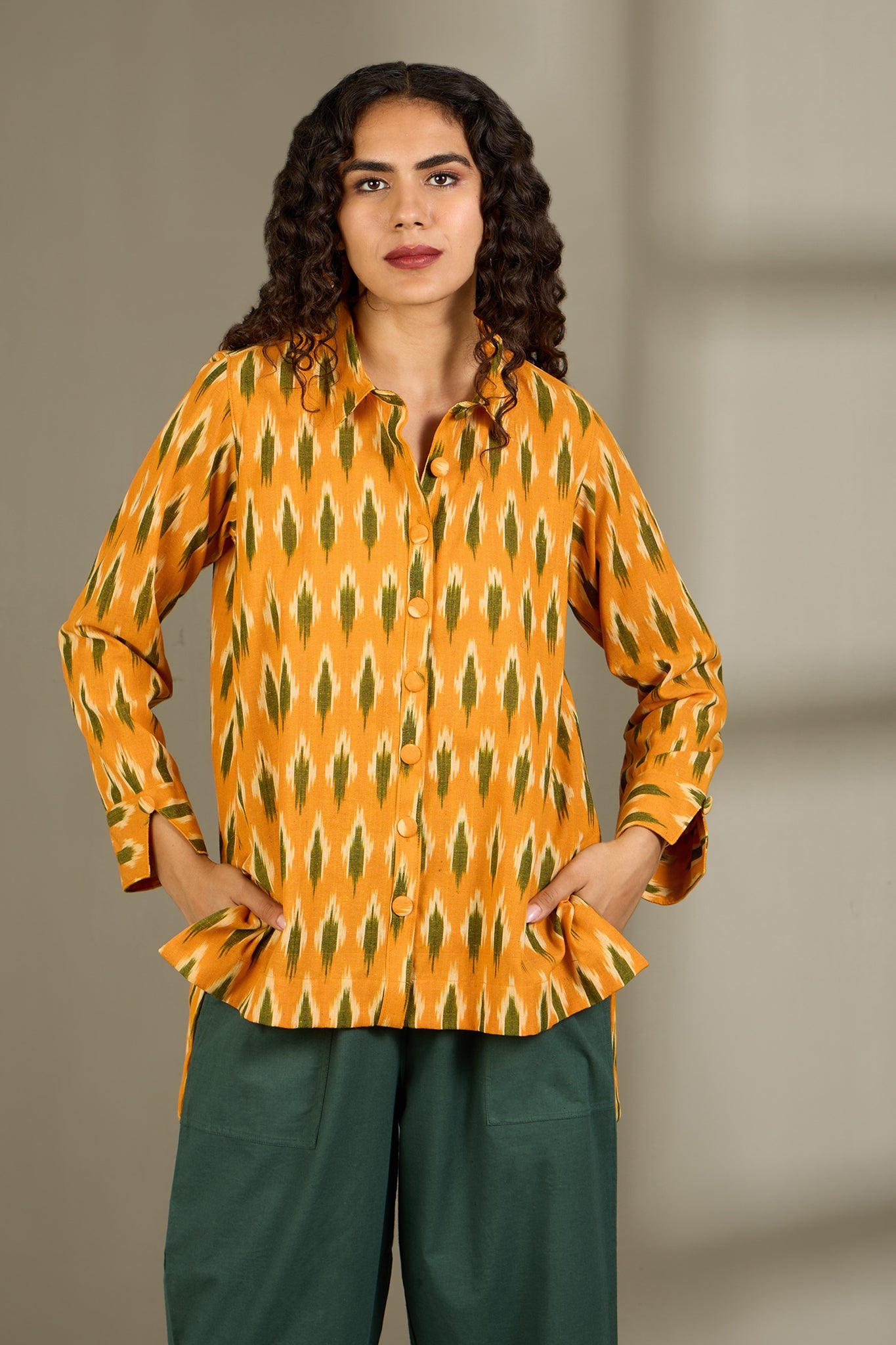 Maati Craft Lemon Grove High Low Hem Cotton Shirt