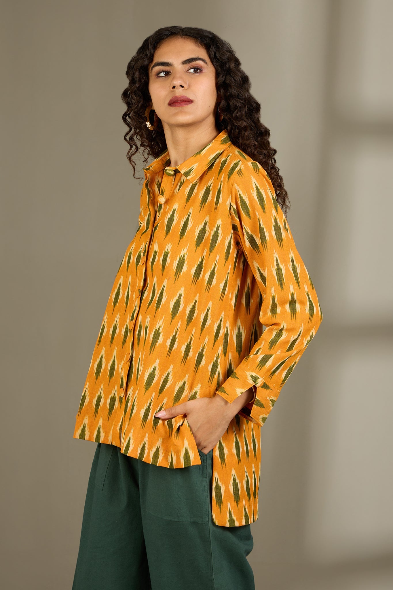 Maati Craft Lemon Grove High Low Hem Cotton Shirt