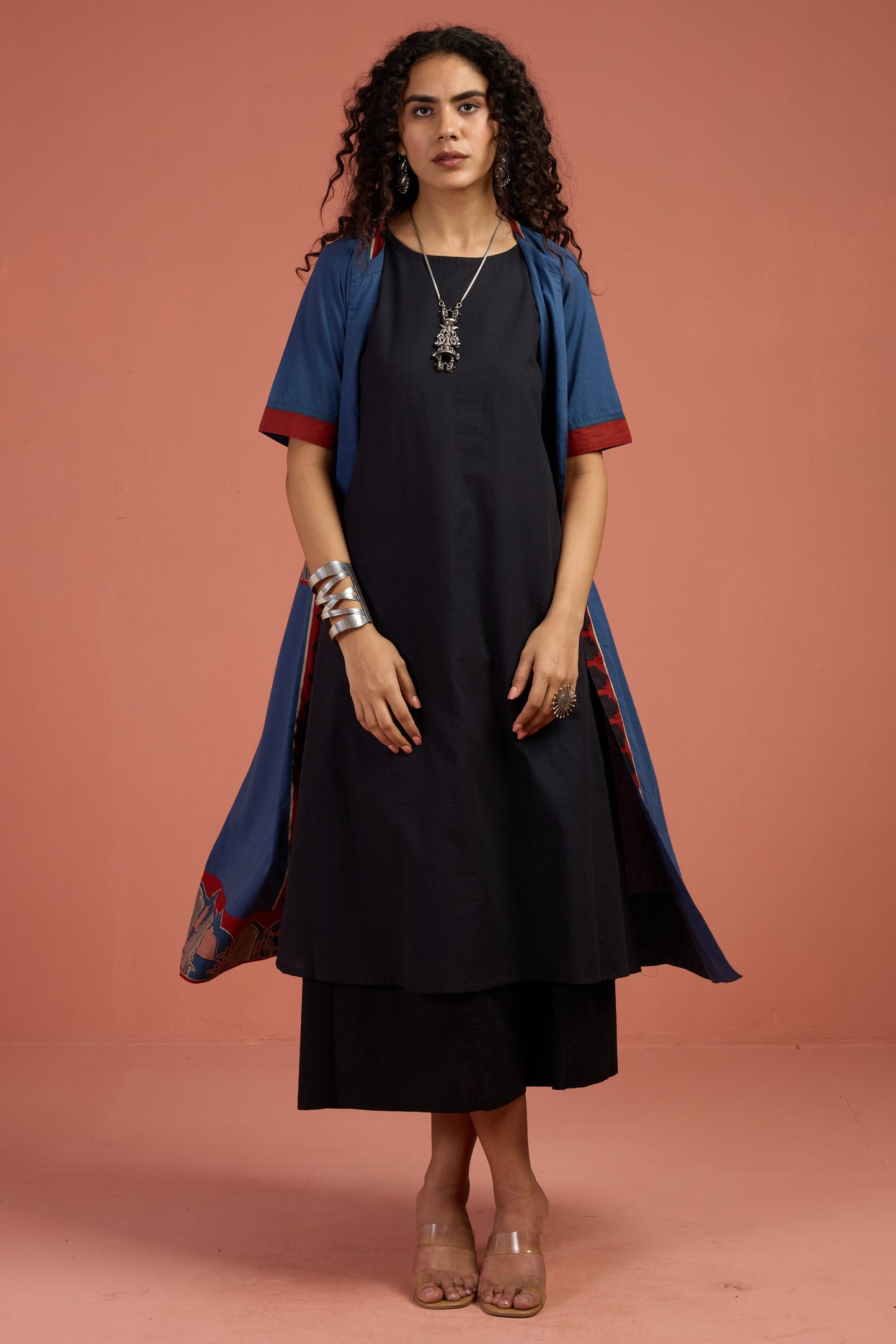 Maati Craft Jacket & Dress Indigo Archway Tales Long Jacket With Pockets (set of 2)