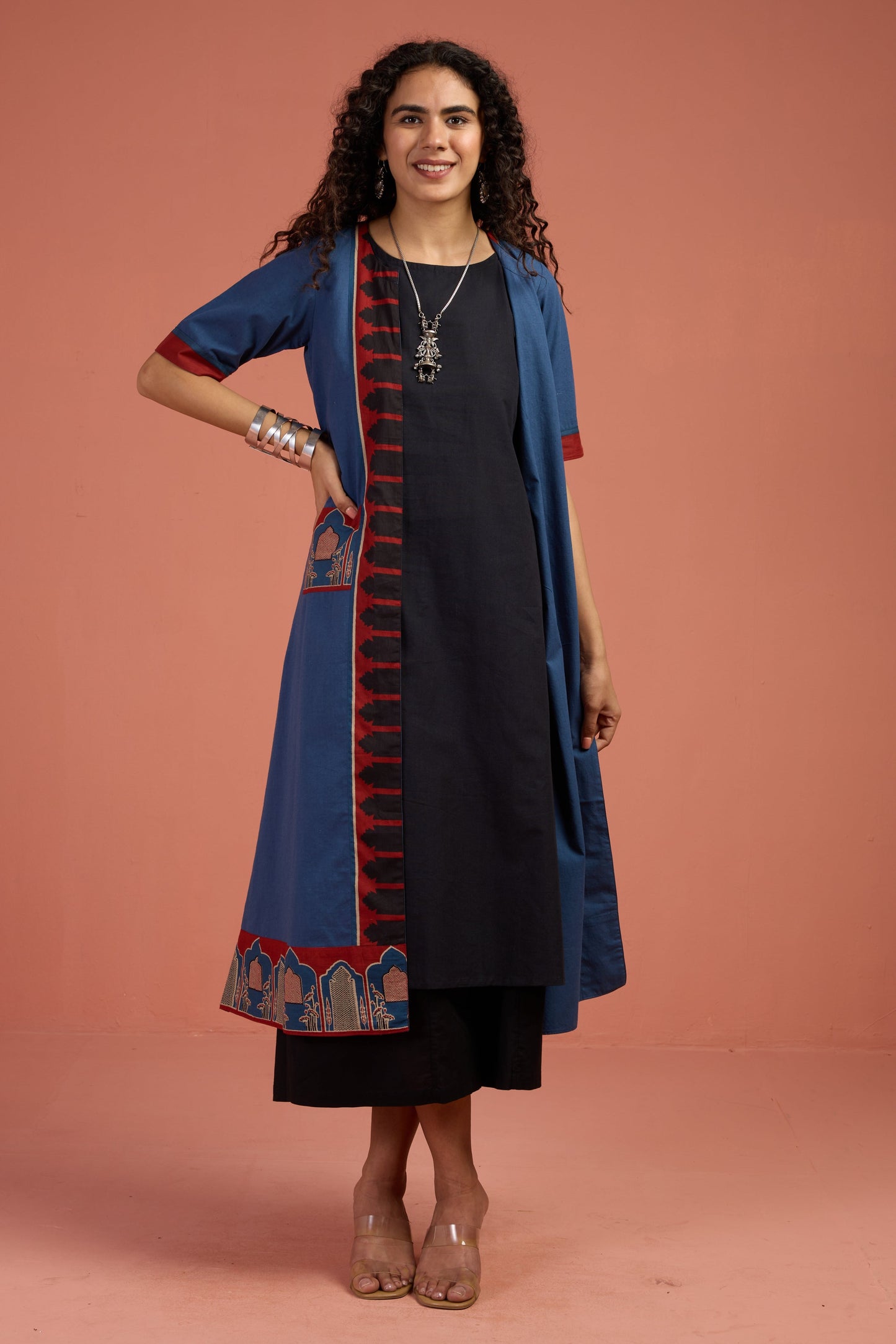 Maati Craft Jacket & Dress Indigo Archway Tales Long Jacket With Pockets (set of 2)