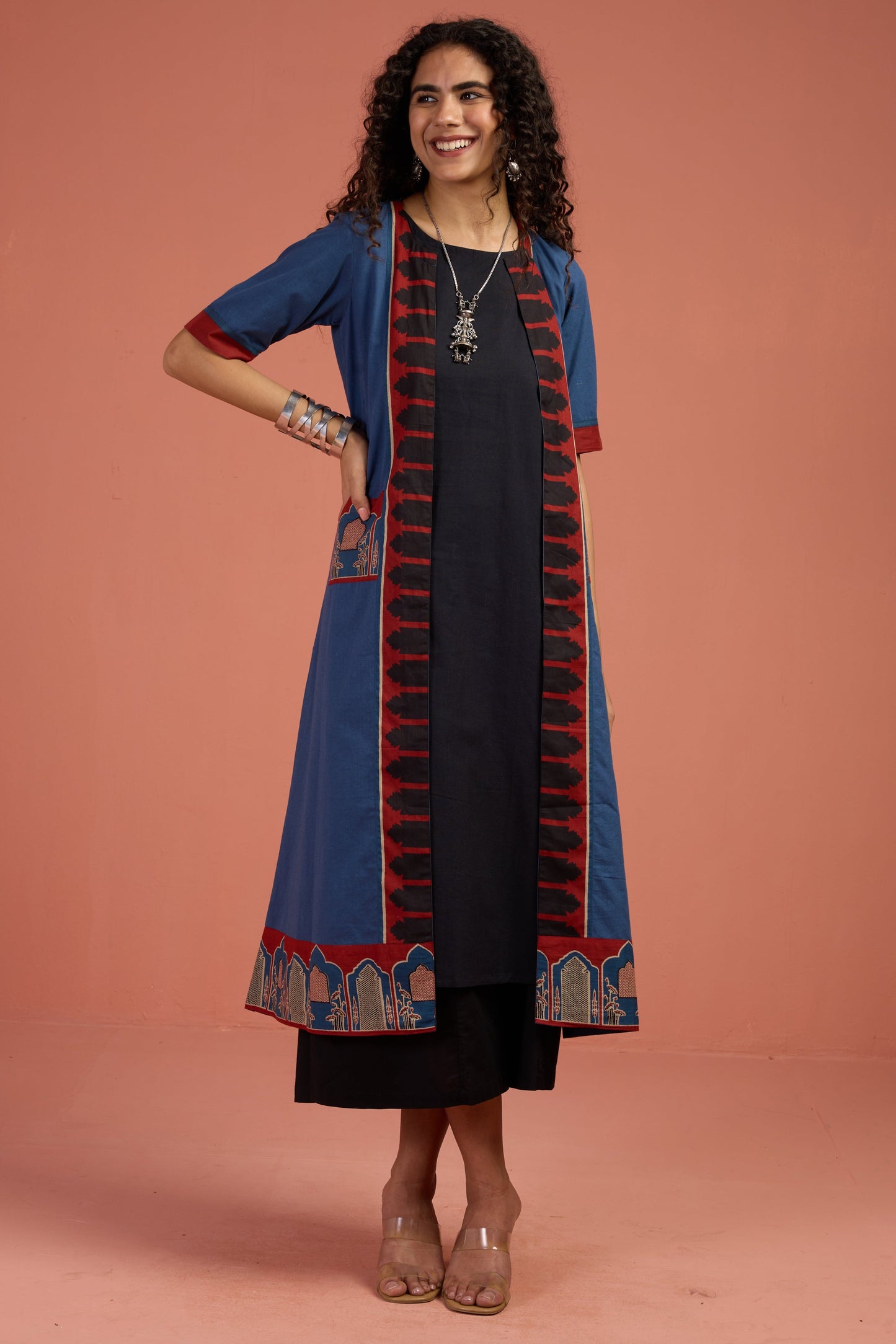 Maati Craft Jacket & Dress Indigo Archway Tales Long Jacket With Pockets (set of 2)
