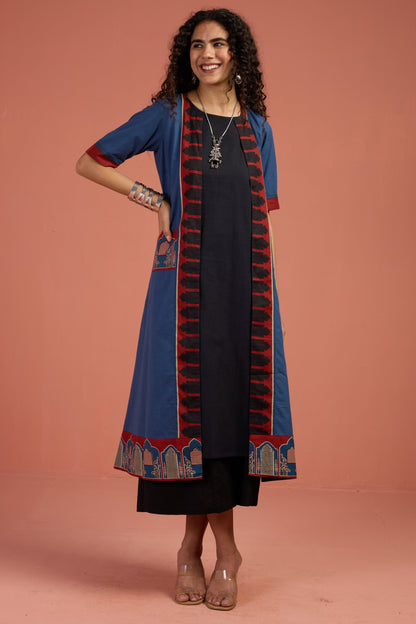 Maati Craft Jacket & Dress Indigo Archway Tales Long Jacket With Pockets (set of 2)
