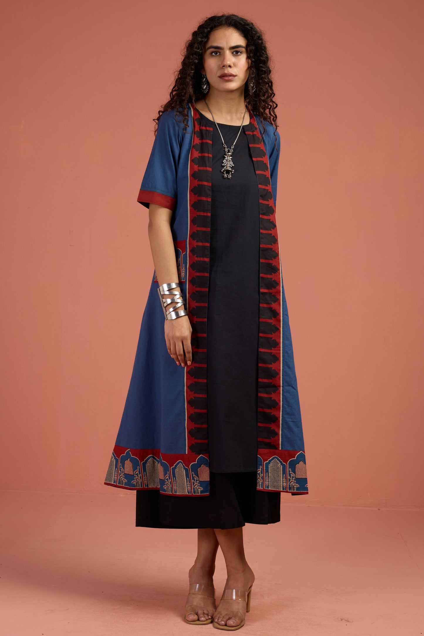 Maati Craft Jacket & Dress Indigo Archway Tales Long Jacket With Pockets (set of 2)