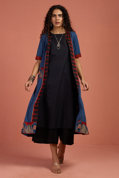 Maati Craft Jacket & Dress Indigo Archway Tales Long Jacket With Pockets (set of 2)