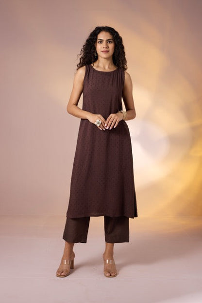 Mocha Brown Sleeveless Dress Mc