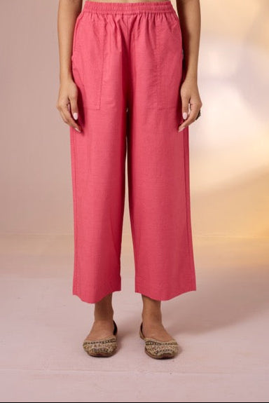 Maati Craft Coord Set Peach Birdsong Long Panel Applique Kurta & Pants(Set Of 2)