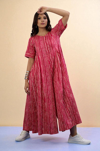 Candy Stripes Jumpsuit With Pockets & Sleeves
