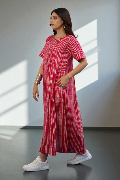 Candy Stripes Jumpsuit With Pockets & Sleeves