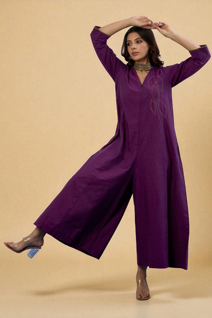 Amethyst Grove Jumpsuit With Pockets & Sleeves Mc