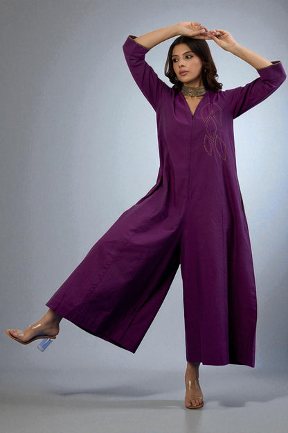 Amethyst Grove Jumpsuit With Pockets & Sleeves Mc