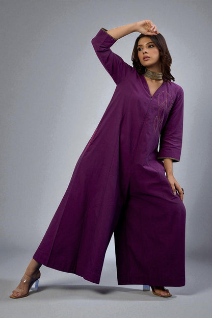 Amethyst Grove Jumpsuit With Pockets & Sleeves Mc